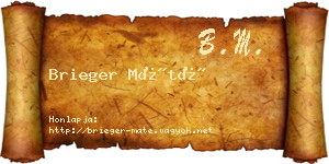 Brieger Máté névjegykártya